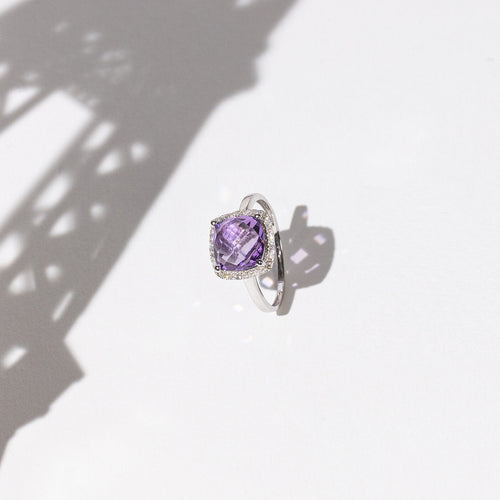 Anillo "Pukhet" D0.11/32 y Amatista 2.72/1 - Oro blanco 375/1000
