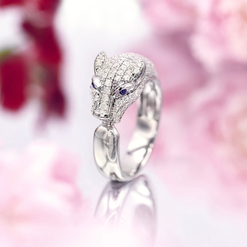 Ring "Ma Panthère" D0,921/158 & Blue Sapphire 0,034/2 - Gold Blanc 375/1000