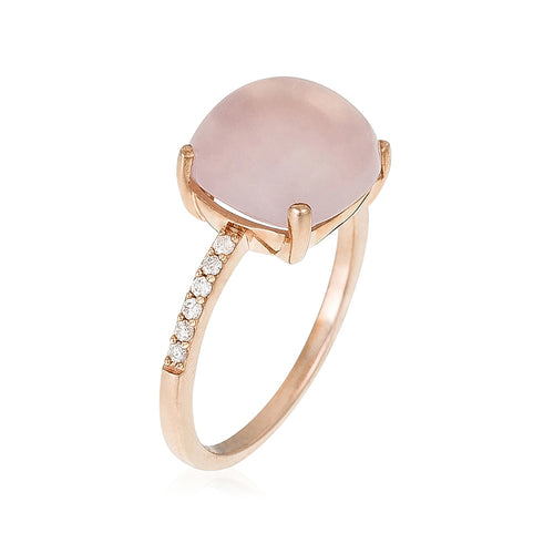 Bague "Rose Dragée" D0,11/12 & Quartz rose 4,8/1