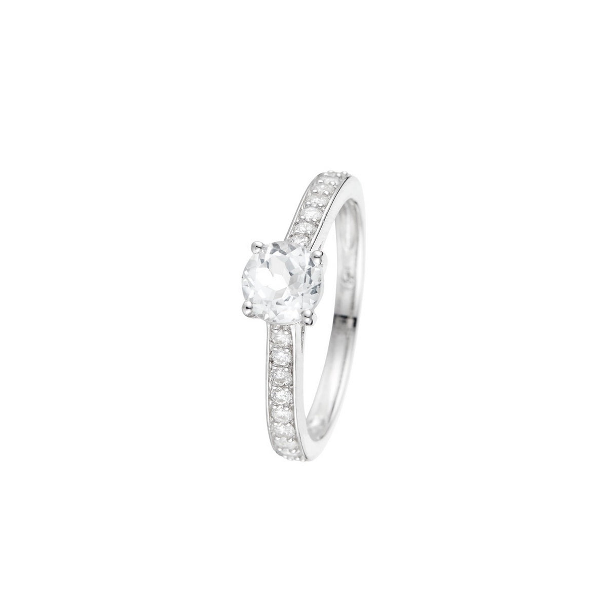 "Hera" Ring, D0,31/18 & White Topaz 0,90/1 - 375/1000 White Gold