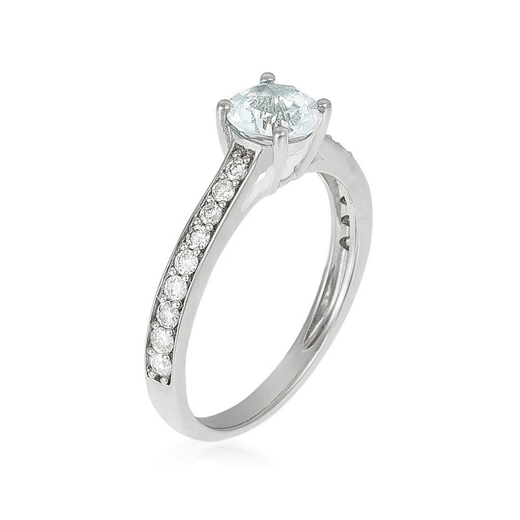 "Hera" Ring, D0,31/18 & White Topaz 0,90/1 - 375/1000 White Gold