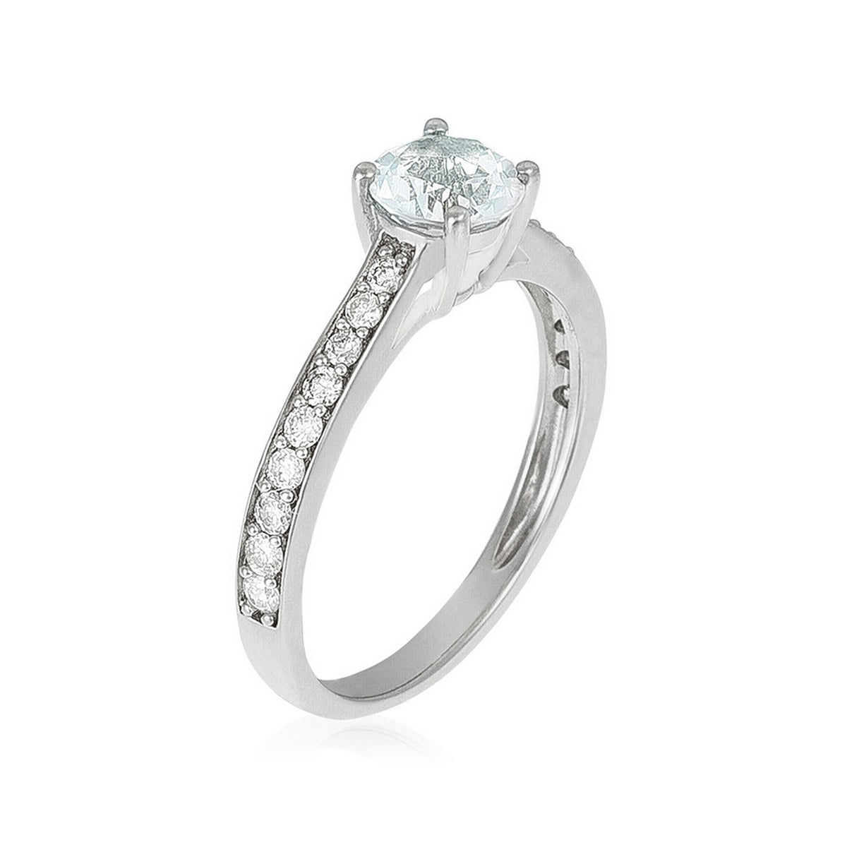 "Hera" Ring, D0,31/18 & White Topaz 0,90/1 - 375/1000 White Gold