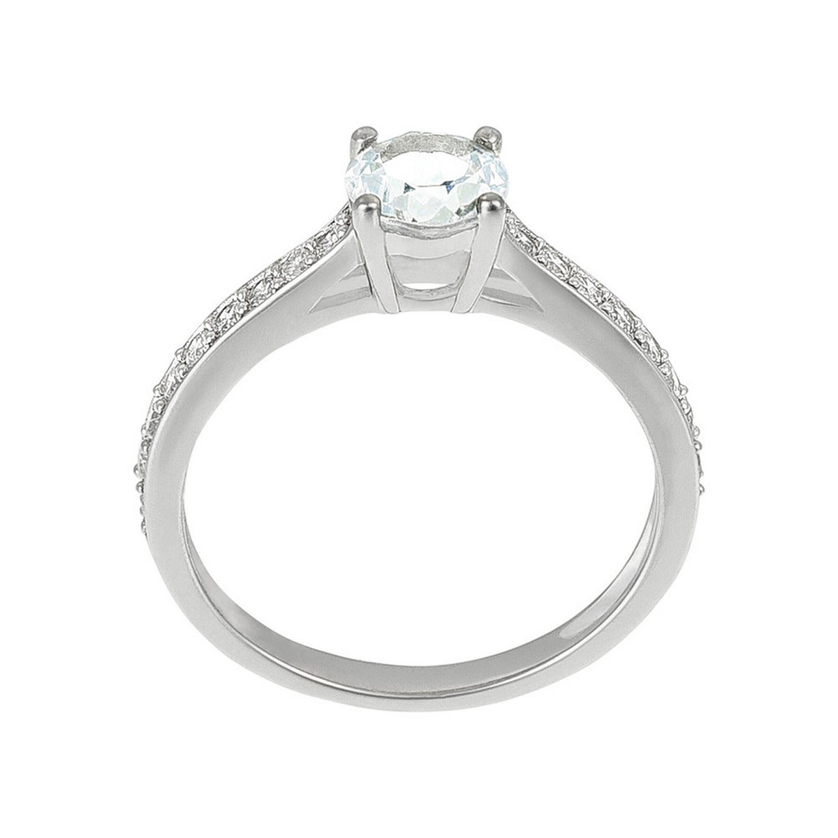 "Hera" Ring, D0,31/18 & White Topaz 0,90/1 - 375/1000 White Gold