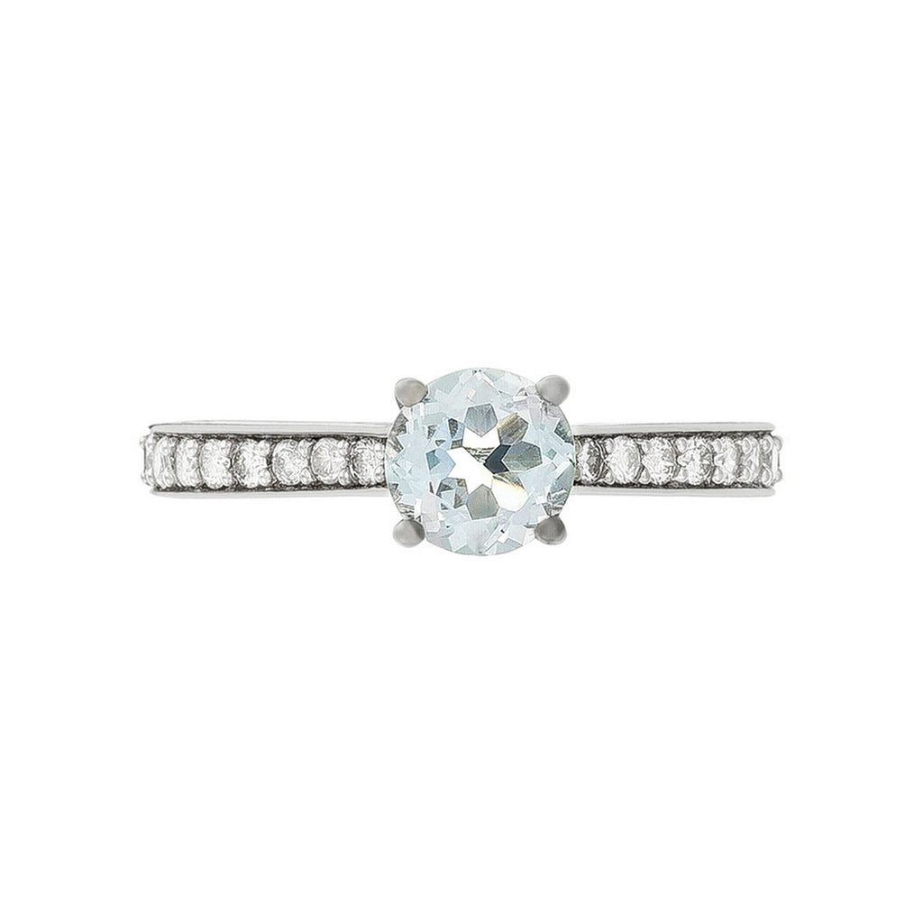 "Hera" Ring, D0,31/18 & White Topaz 0,90/1 - 375/1000 White Gold