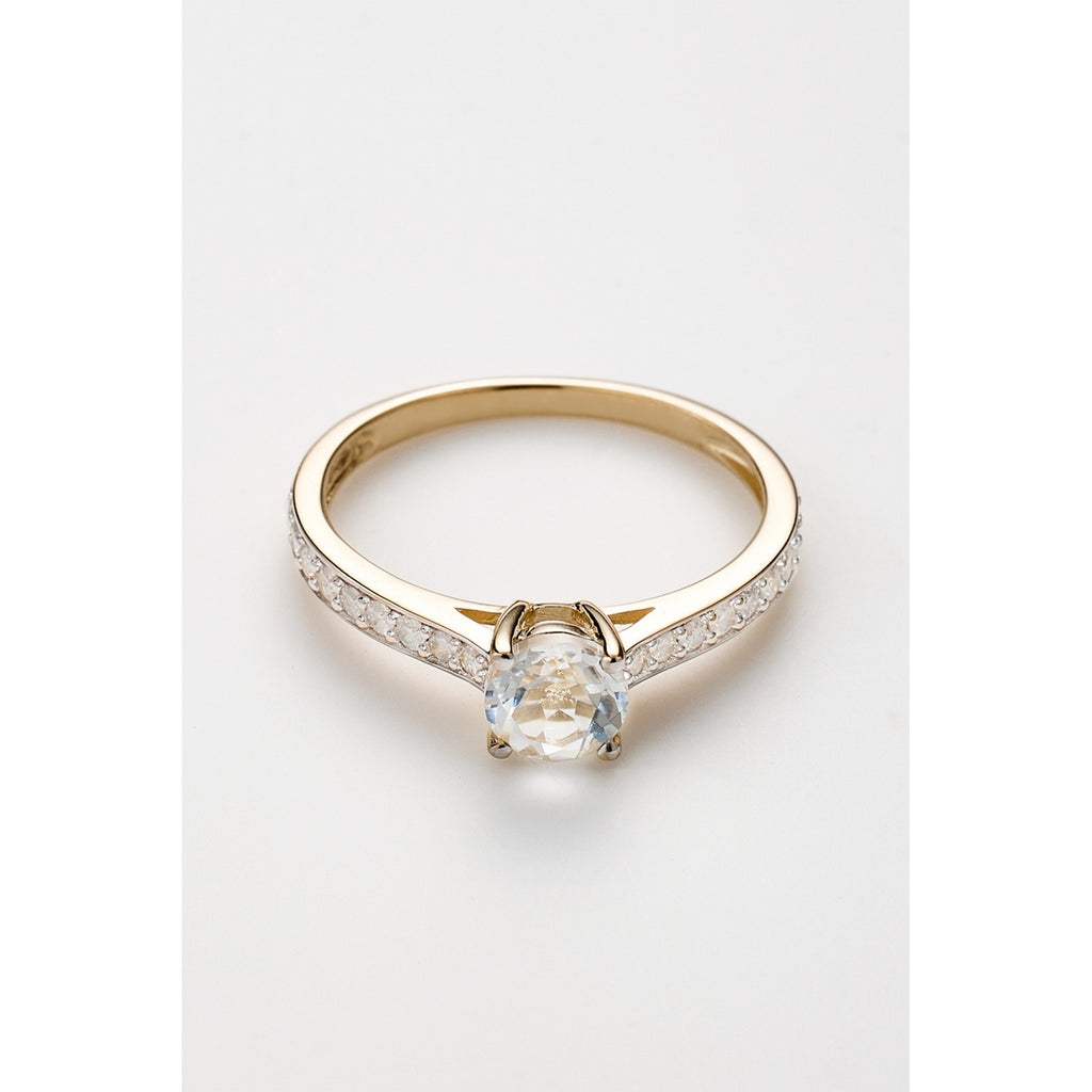Anillo "Hera" D0,313/18 y topacio blanco 0,90/1 - Oro amarillo 375/1000