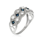 "Astéria" Ring D0.05/16, Sapphire 0.37/5 & Blue Topaz 0.49/8 - White Gold 375/1000