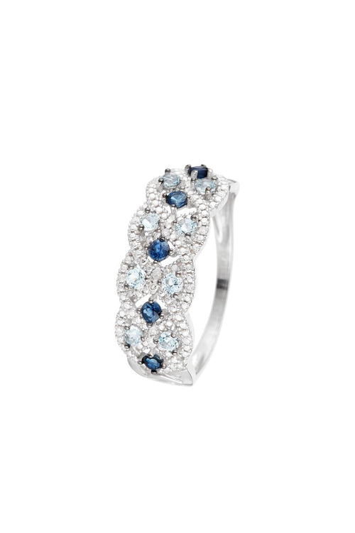 Bague "Astéria" D0,05/16, Saphir 0,37/5 & Topaze Bleue 0,49/8