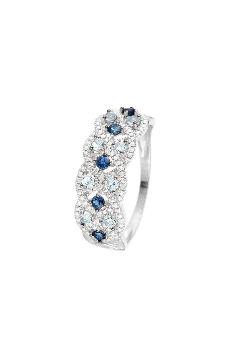 “Astéria” Ring D0.05/16, Sapphire 0.37/5 & Blue Topaz 0.49/8