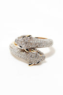 Anillo "Duo De Pantheres" D1.276/256 y Zafiro 0.032/4 - Oro blanco 375/1000