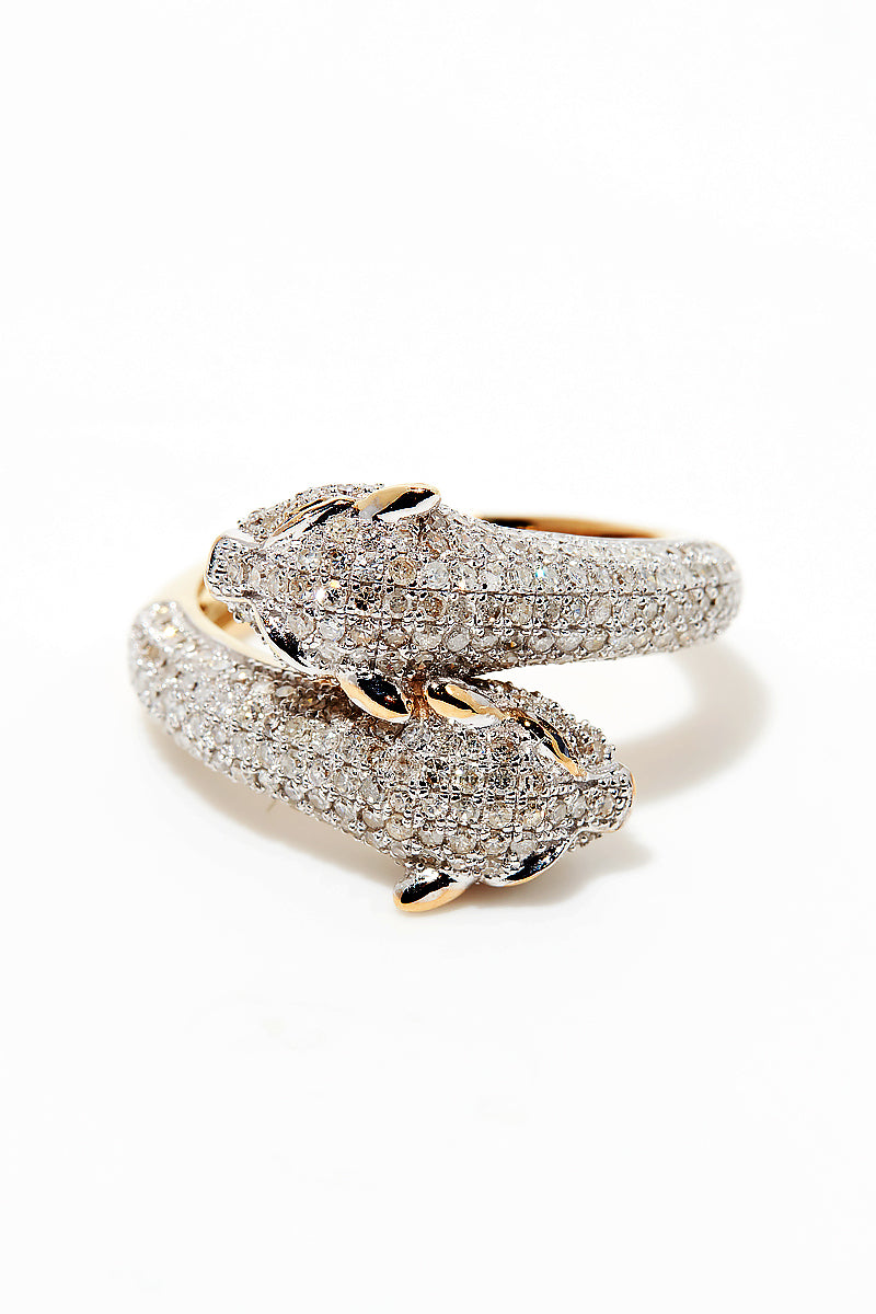 Anillo "Duo De Pantheres" D1.276/256 y Zafiro 0.032/4 - Oro blanco 375/1000