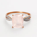 Anillo "Pink Power" D0.11/32 y Cuarzo rosa 4.49/1 - Oro rosa 375/1000