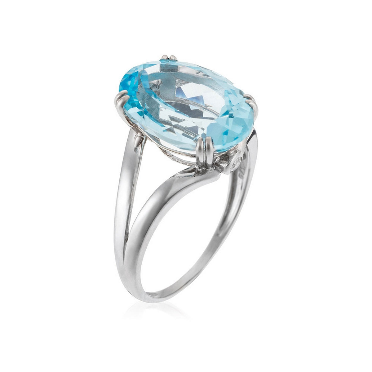 "Pattaya" Ring, D0,05/2 & Blue Topaz 6,4/1 - 375/1000 White Gold