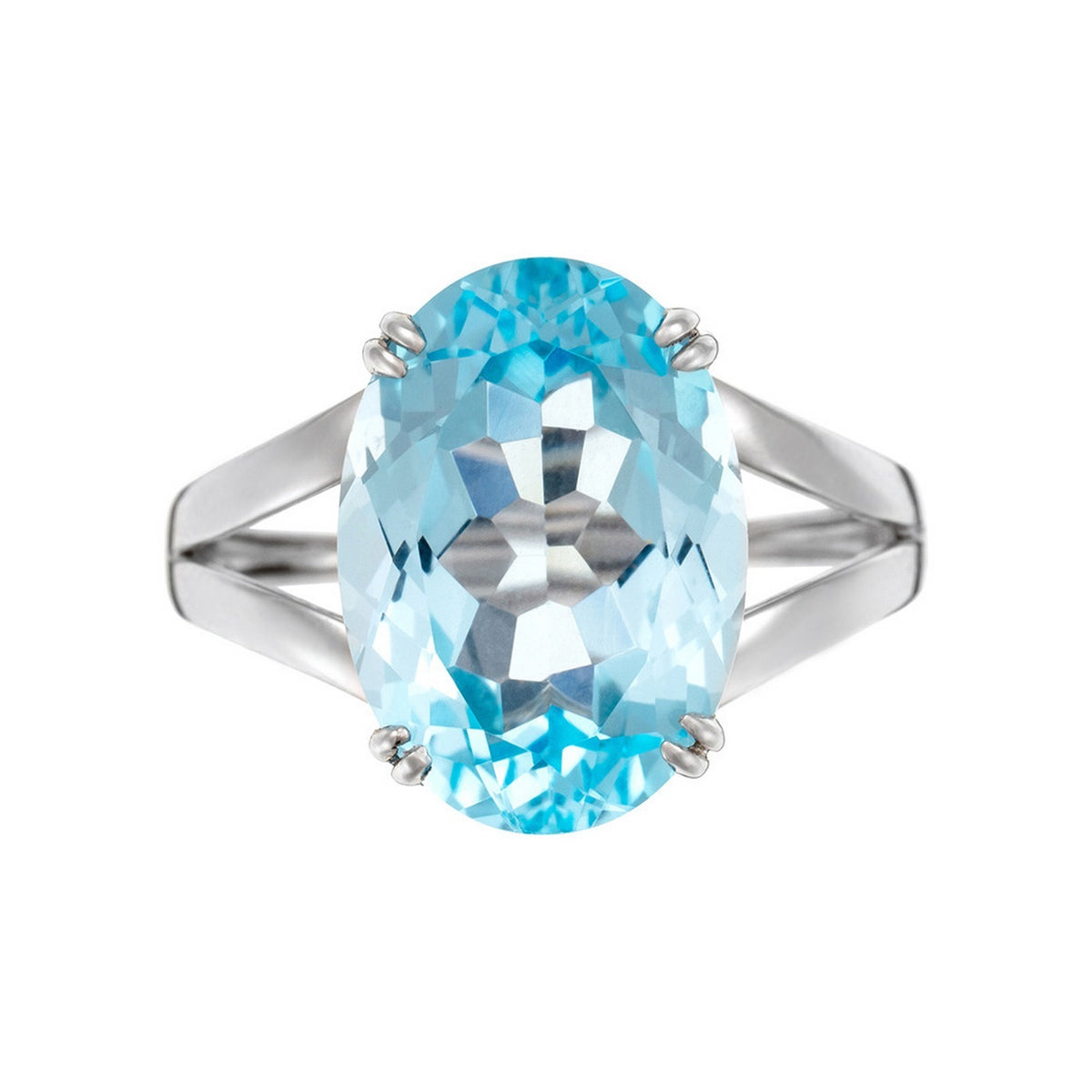 "Pattaya" Ring, D0,05/2 & Blue Topaz 6,4/1 - 375/1000 White Gold