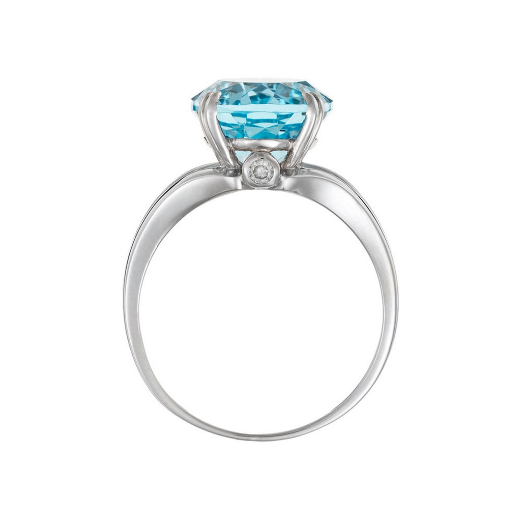 "Pattaya" Ring, D0,05/2 & Blue Topaz 6,4/1 - 375/1000 White Gold