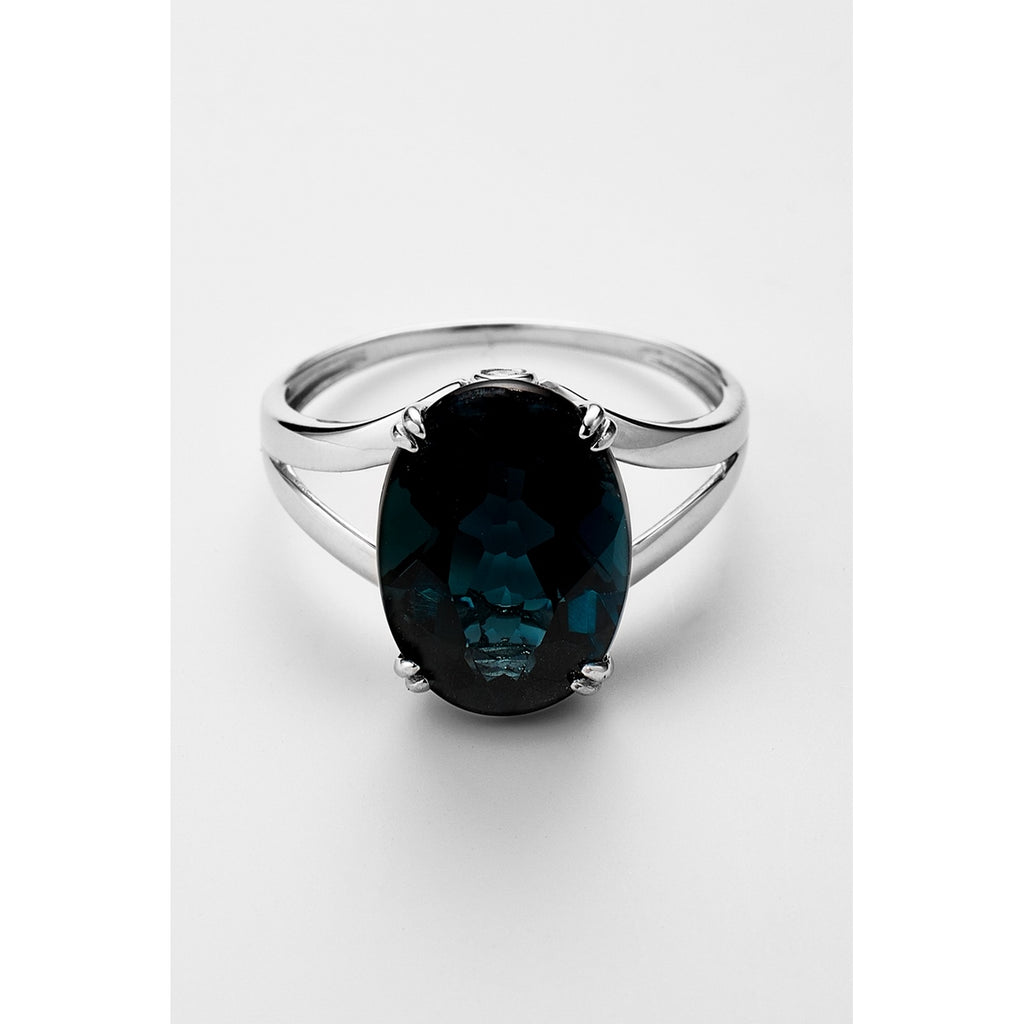 Bague "Pattaya" D0,053/2 & London Topaze Bleue 7,9/1 - Or Blanc 375/1000