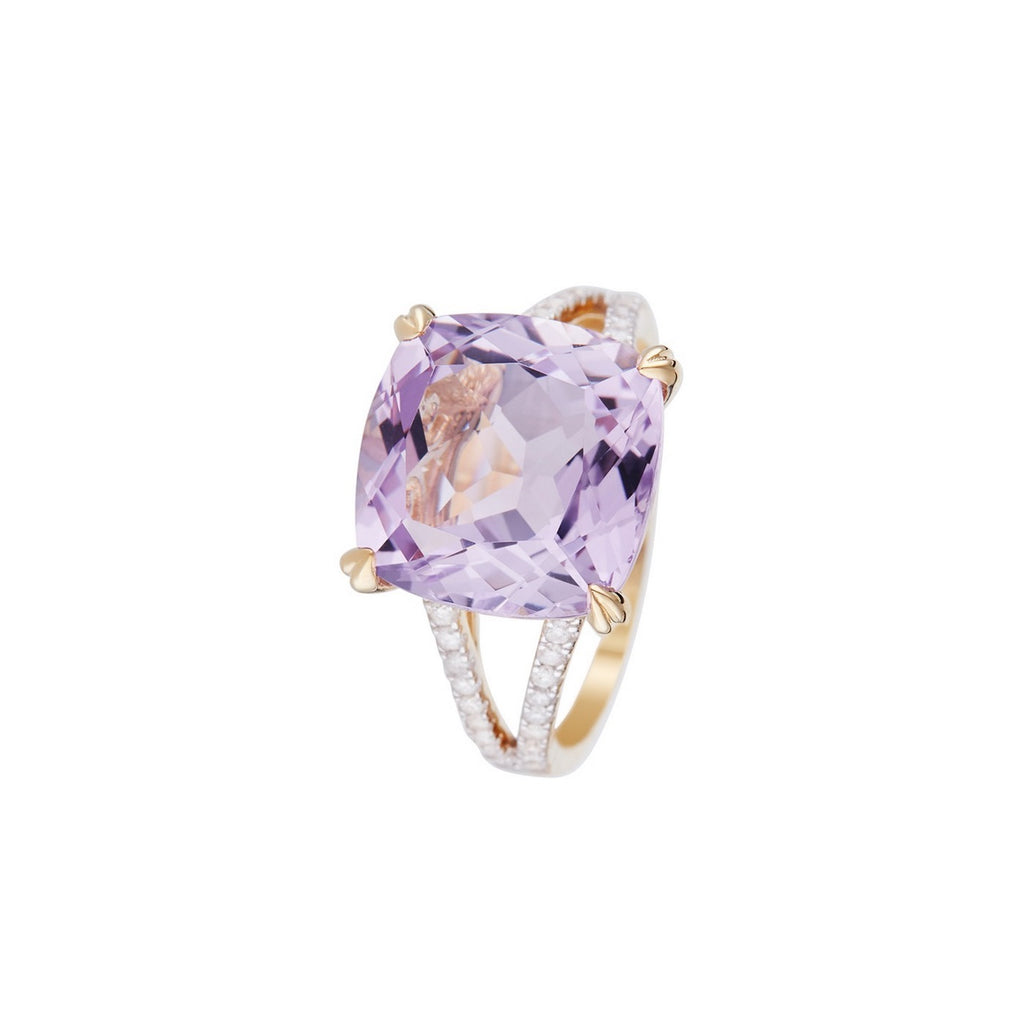 Anillo "Pink Fiction" Diamantes 0.25/40 y Amatista Rosa 7.92/1 - Oro amarillo 375/1000