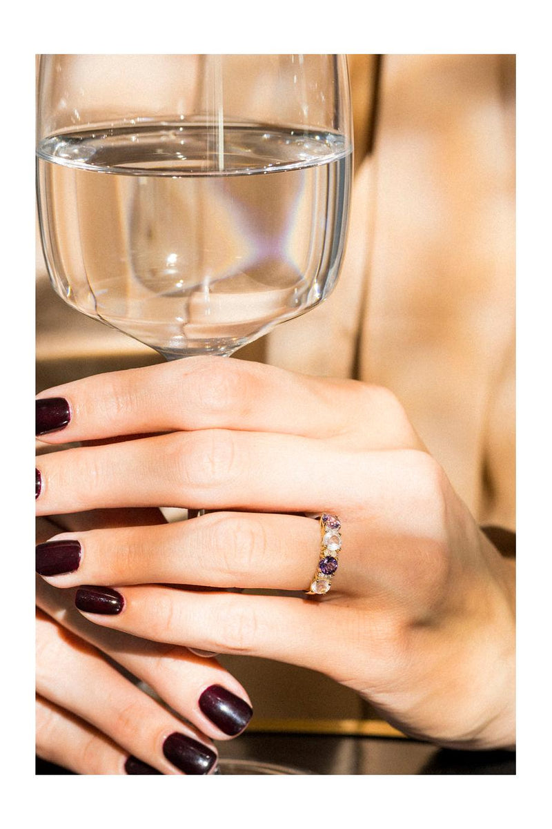 Bague "Carat Color" D0,09/6 & Rose Quartz 0,96/2 & Améthyste 0,74/2