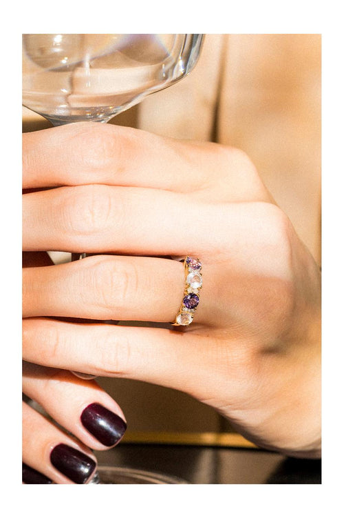 Bague "Carat Color" D0,09/6 & Rose Quartz 0,96/2 & Améthyste 0,74/2