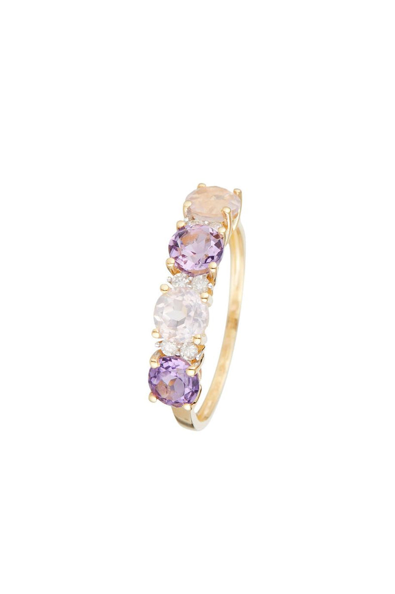 Bague "Carat Color" D0,09/6 & Rose Quartz 0,96/2 & Améthyste 0,74/2