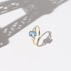 Tobago Ring, D0.04/14 & Blue Topaz 1.70/1 - 375/1000 Yellow Gold