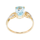 Anillo "Tobago" D0.04/14 y Topacio Azul 1.70/1 - Oro amarillo 375/1000