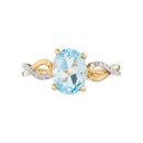 Anillo "Tobago" D0.04/14 y Topacio Azul 1.70/1 - Oro amarillo 375/1000