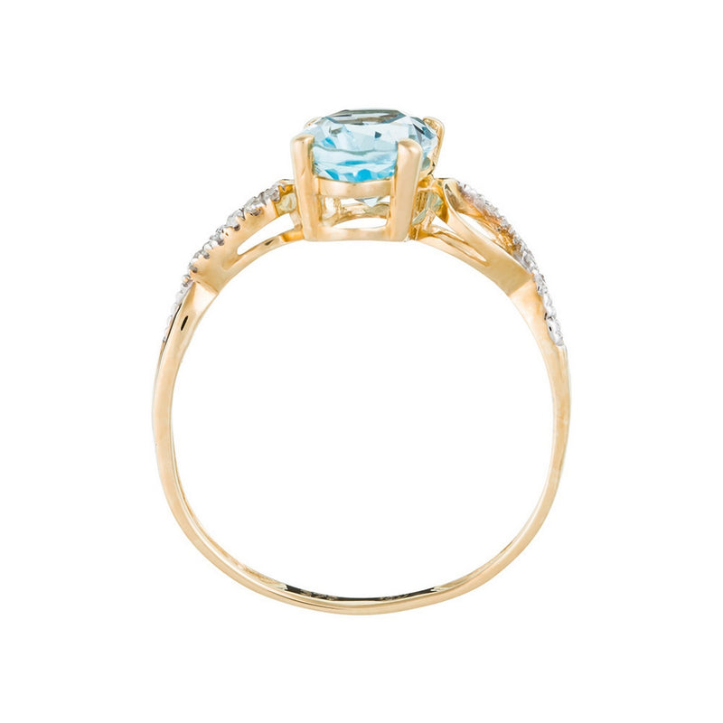 Anillo "Tobago" D0.04/14 y Topacio Azul 1.70/1 - Oro amarillo 375/1000