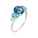 Bague "Blue Hill" Swiss Blue, London Blue & Sky Blue Topaze - Or Blanc 375/1000