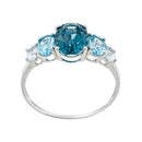 Bague "Blue Hill" Swiss Blue, London Blue & Sky Blue Topaze - Or Blanc 375/1000