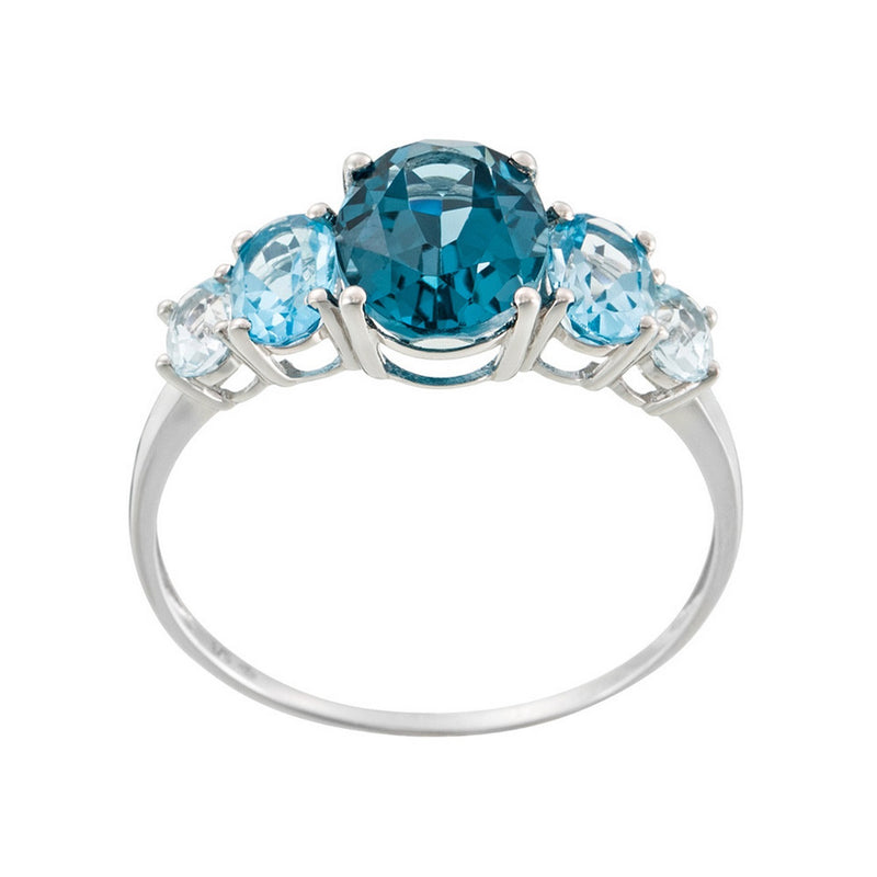 Bague "Blue Hill" Swiss Blue, London Blue & Sky Blue Topaze - Or Blanc 375/1000