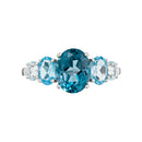 Bague "Blue Hill" Swiss Blue, London Blue & Sky Blue Topaze - Or Blanc 375/1000