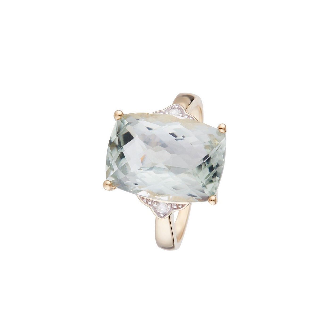 Bague "Green Hill" D0,03/2 & Quartz Vert 6,63/1 - Or Jaune 375/1000