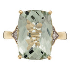 "Green Hill" Ring D0,03/2 & Green Quartz 6.63/1 - Yellow Gold 375/1000