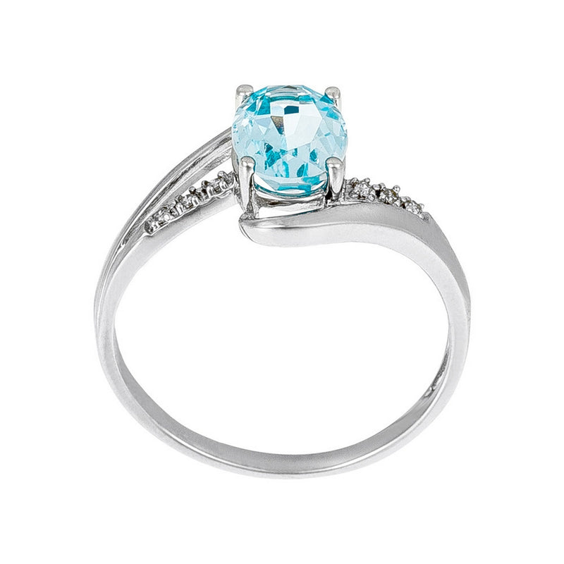 Bague "Auckland" Diamants 0,03/6 & Topaze 1,7/1 - Or Blanc 375/1000