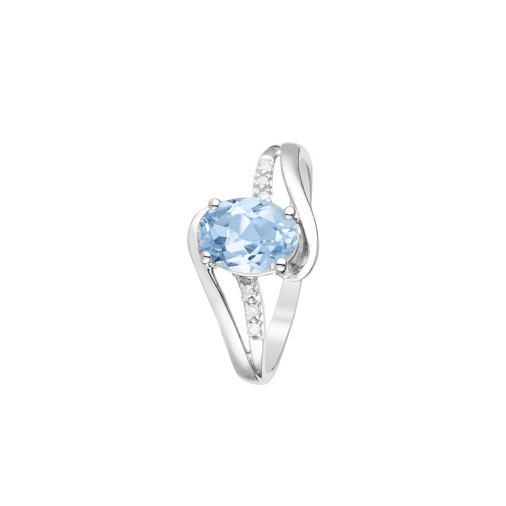 Bague "Auckland" Diamants 0,03/6 & Topaze 1,7/1 - Or Blanc 375/1000