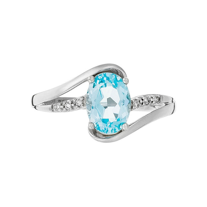 Bague "Auckland" Diamants 0,03/6 & Topaze 1,7/1 - Or Blanc 375/1000