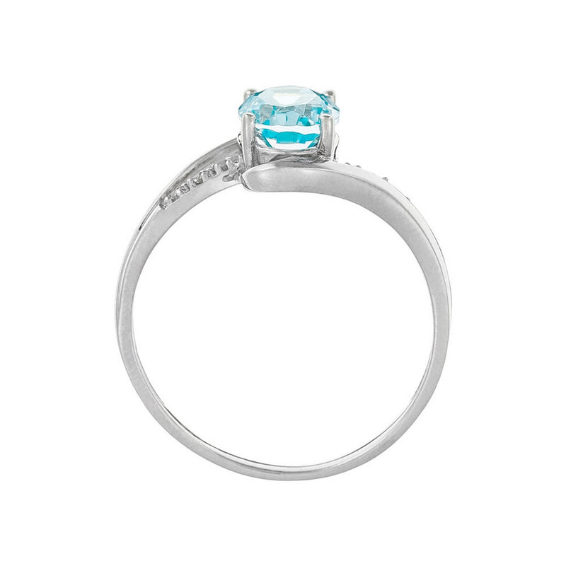 Bague "Auckland" Diamants 0,03/6 & Topaze 1,7/1 - Or Blanc 375/1000