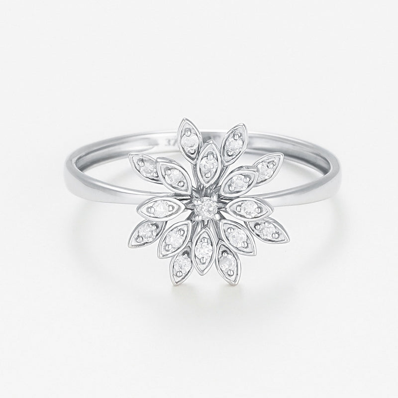 Bague "Bouquet" D0,11/17 - Or Blanc 375/1000