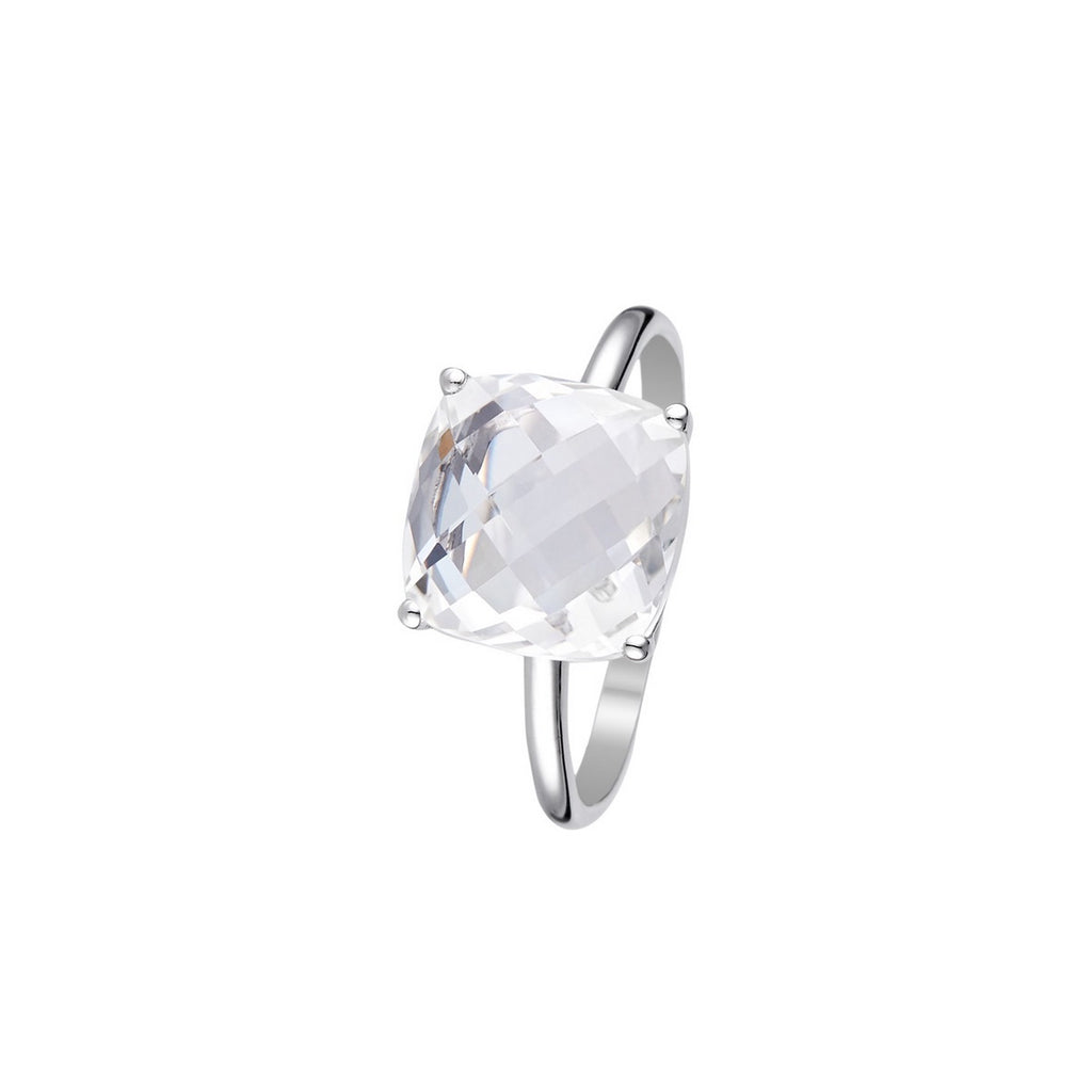 Bague "Amathia" Topaze Blanche 5,5/1 - Or Blanc 375/1000