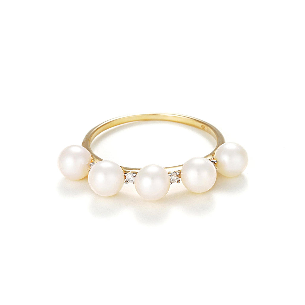 Anillo “Corona” Perla 4Mm*5 Y Diamante 0.040