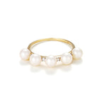 Anillo “Corona” Perla 4Mm*5 Y Diamante 0.040