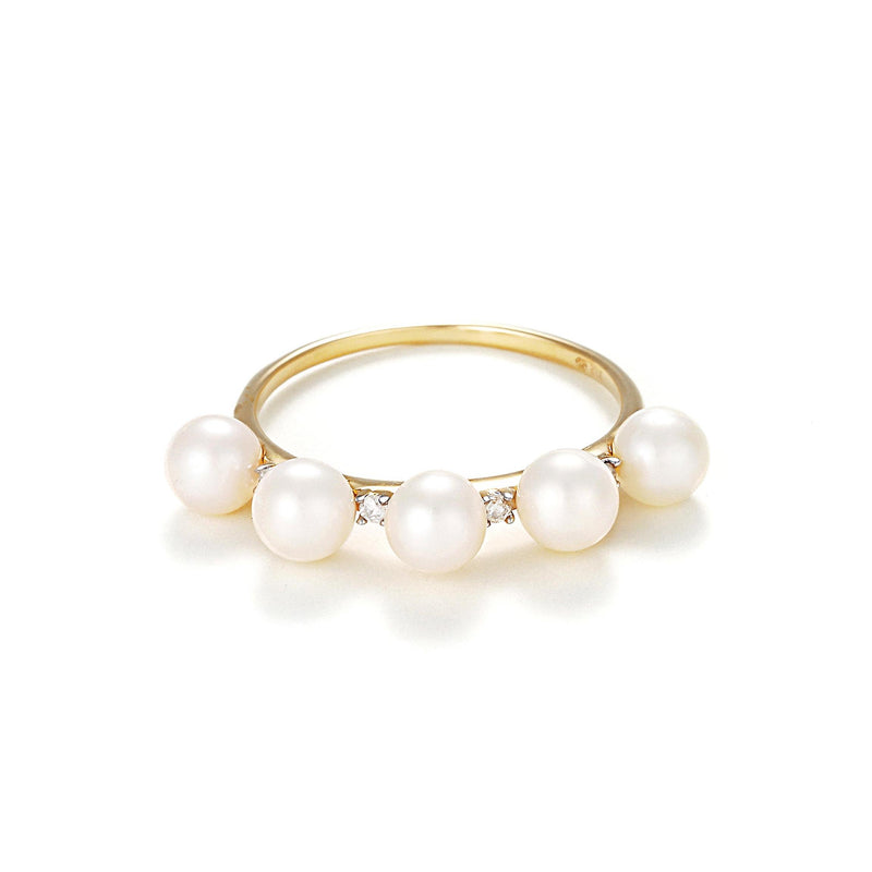 Anillo “Corona” Perla 4Mm*5 Y Diamante 0.040