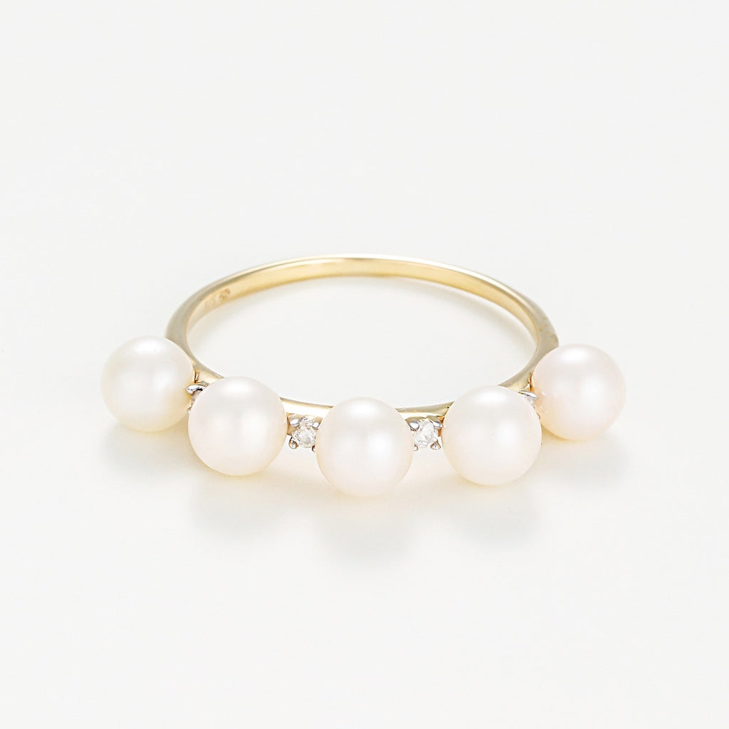 Bague Perle "Crown" 4Mm*5 & Diamant 0,040 - Or Jaune 375/1000