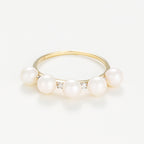 Bague Perle "Crown" 4Mm*5 & Diamant 0,040 - Or Jaune 375/1000