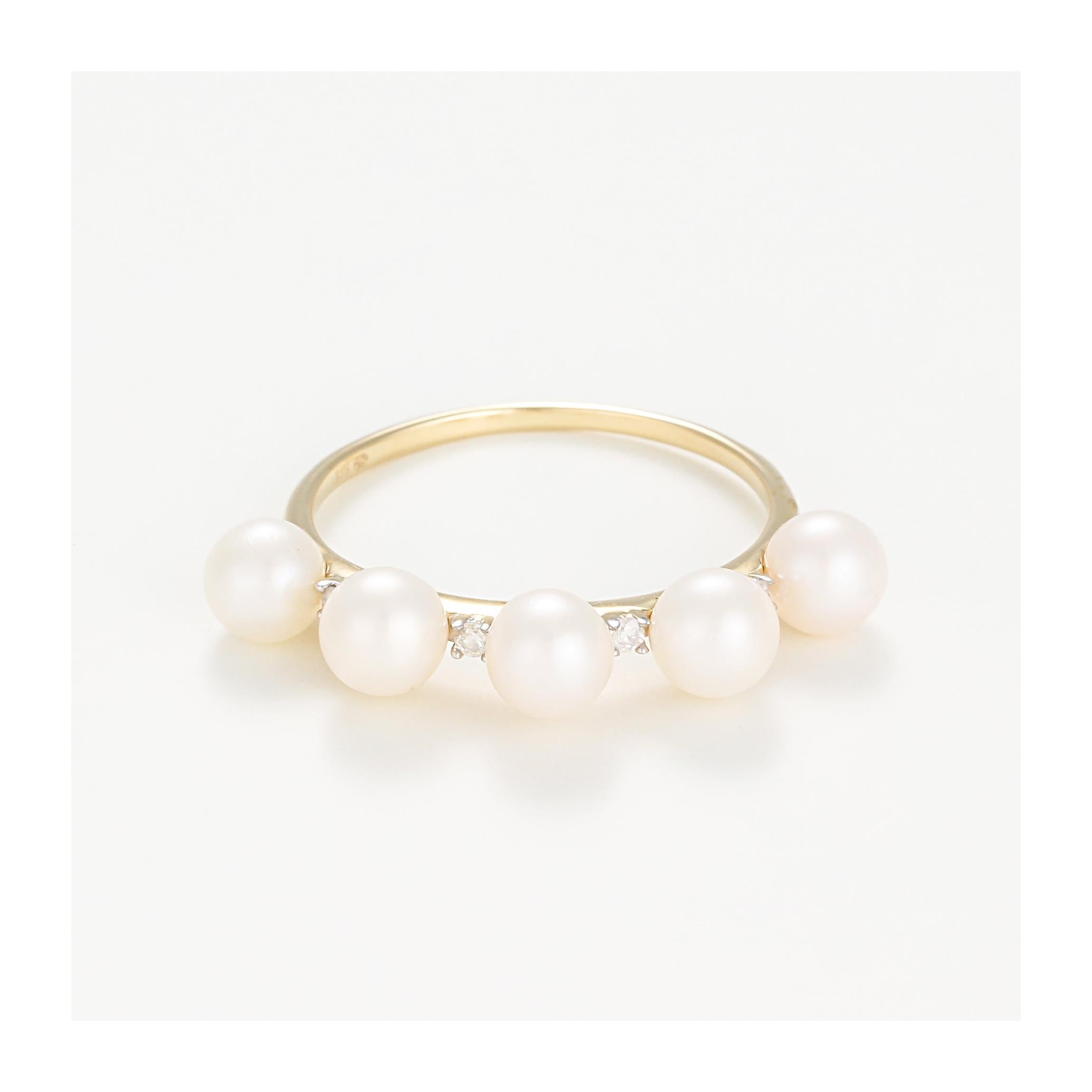 Anillo “Corona” Perla 4Mm*5 Y Diamante 0.040