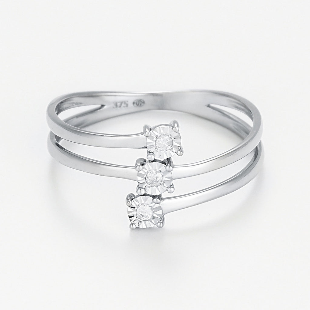 "The Three of Us" Ring D0,03/3 - 375/1000 White Gold