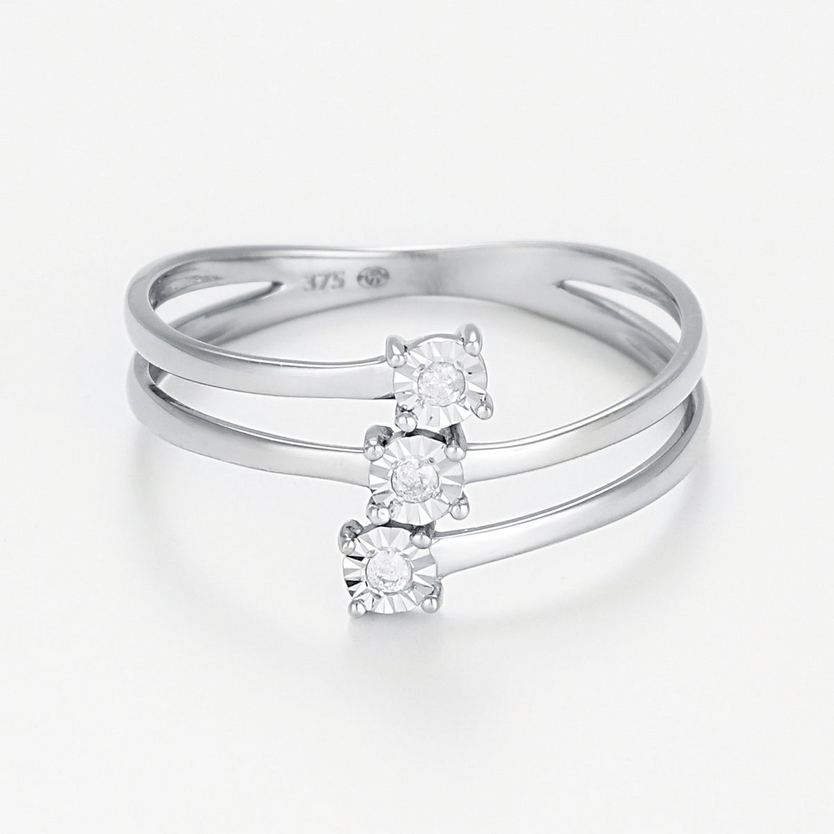 "The Three of Us" Ring D0,03/3 - 375/1000 White Gold