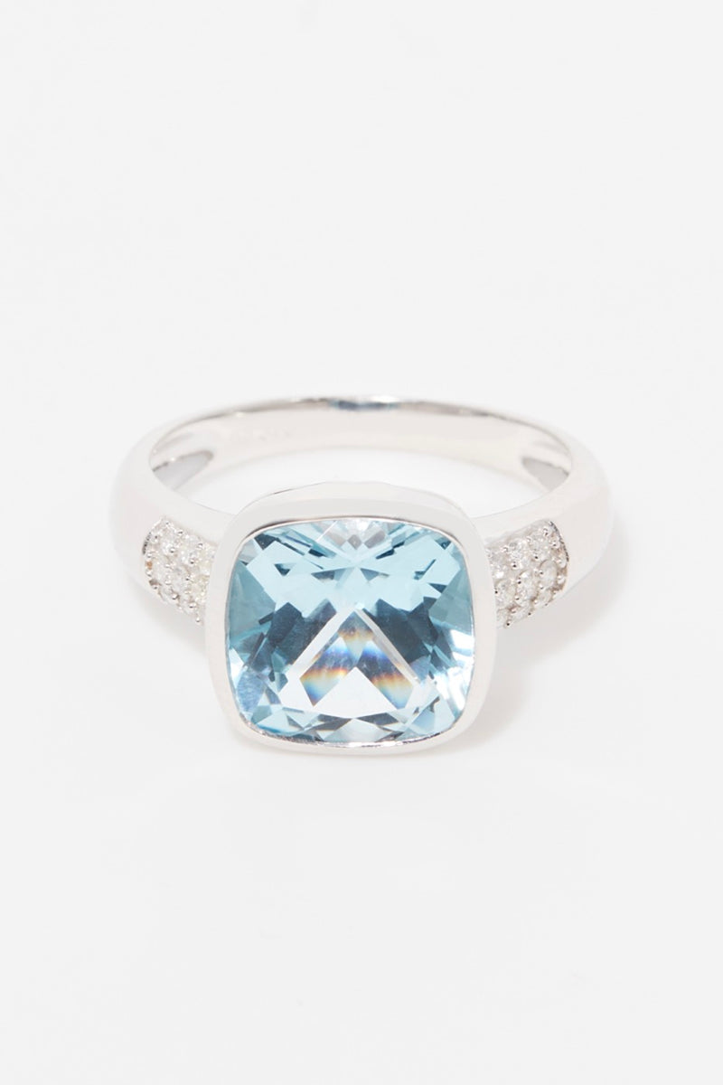 Ring "Lagon" Blue Topaz D0,17/18 Tb 5,28/1 - Gold Blanc 375/1000