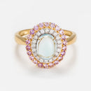 Bague "Apayao" Diamants 0,19/20, Améthyste Rose 0,40/22 Et Topaze Bleue 1,7 - Or Jaune 375/1000