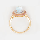 Bague "Apayao" Diamants 0,19/20, Améthyste Rose 0,40/22 Et Topaze Bleue 1,7 - Or Jaune 375/1000